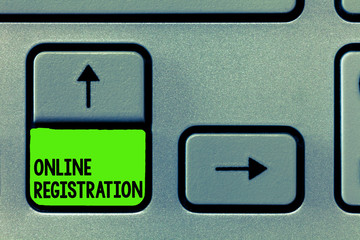 Word writing text Online Registration. Business concept for Process to Subscribe to Join an event club via Internet.
