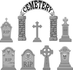 Naklejka premium Cartoon gravestones collection set