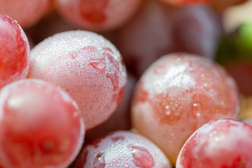 Bunches of fresh ripe red grapes