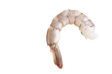Raw Prawns, Peeled  Raw tiger shrimps isolated on white