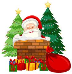 Santa in chimney card