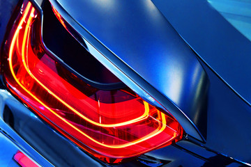 Car detail. New led taillight in hybrid sports car.