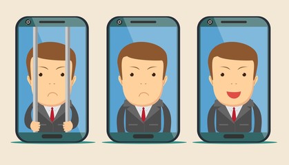 life in a smartphone. Stock flat vector illustration.