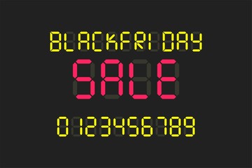 Black friday sale poster LED display alphabhet flat design