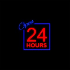 open 24 hours club, pub, bar, party, beer vector logo design