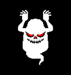 Fototapeta premium Ghost pixel art for Halloween. 8 bit phantom. Vector illustration