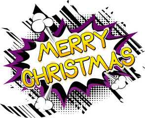 Obraz premium Merry Christmas - Vector illustrated comic book style phrase.