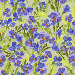 pansies, pansy, heartsease, kiss-me-quick, love-in-idleness, meadow, summer, spring, blossom, bloom, purple, wrapper, wrap paper, textile, fabric, watercolor, aquarelle, decor, decorative, modern, gra - 224644590