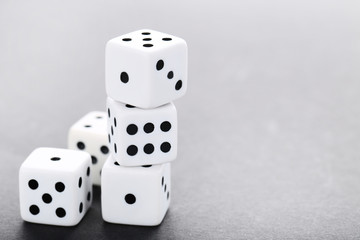 Dice on grey background