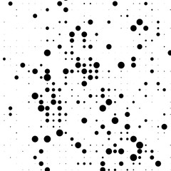 Grunge halftone pattern. Pointillism, stipplism style. Textured background with dots, circles, Points of different scale. 