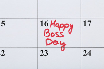 Inscription Happy Boss Day in calendar
