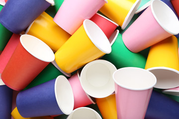 Colorful paper cups background