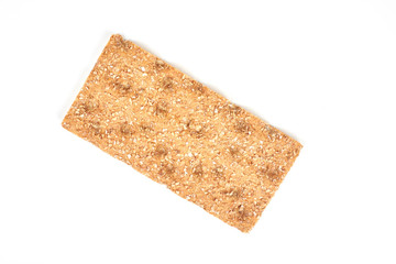 The healthy bread crisp isolated on white background