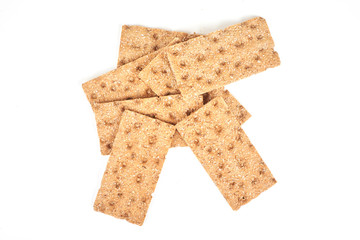 The healthy bread crisp isolated on white background