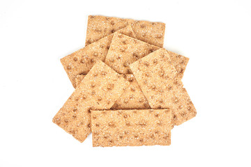 The healthy bread crisp isolated on white background