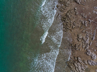 aerial top eye view the sea wave