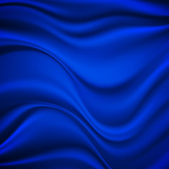 Luxury blue satin smooth fabric background for celebration, ceremony, event invitation card or advertising poster