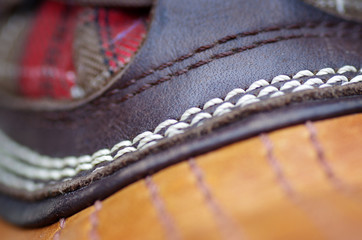 close up of leather boot