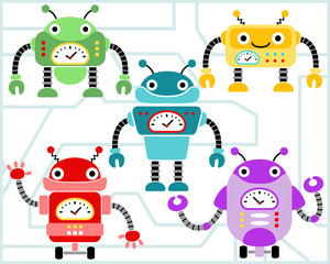 Vector set of robots cartoon
