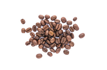 Close up of Coffee beans on white background