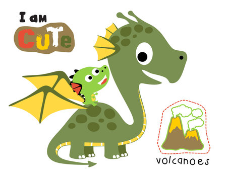 Vector illustration of dragon family cartoon