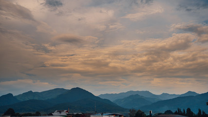 Mountain views at sunset and cloudy timelapse