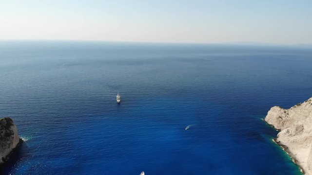 Shipwreck Beach also known as Navagio Beach or Shipwreck Cove, located in Zante, Zakynthos island in Greece. Drone footage is from DJI Mavic Air shot during the day and golden hour and sunset.