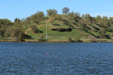 hills across the lake