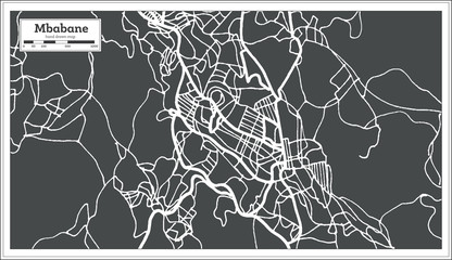 Mbabane Swaziland City Map in Retro Style. Outline Map.