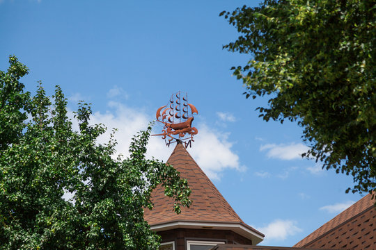 Modern Stylish Weather Vane On Modern Roof