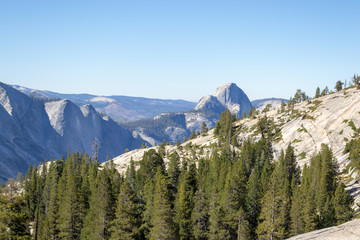 Yosemite Valley with the Half dome from Tioga road