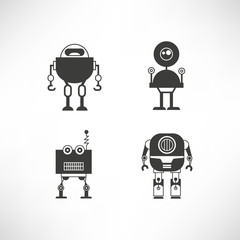 robot character icons set