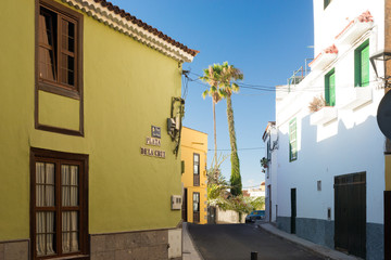 Beautiful street with typical houses in "Granadilla de Abona" town (Tenerife, Canary Islands)