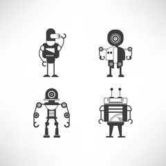 robot character icons set
