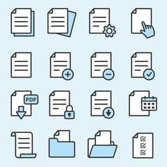 Document flat line icons for graphic and web design.Document