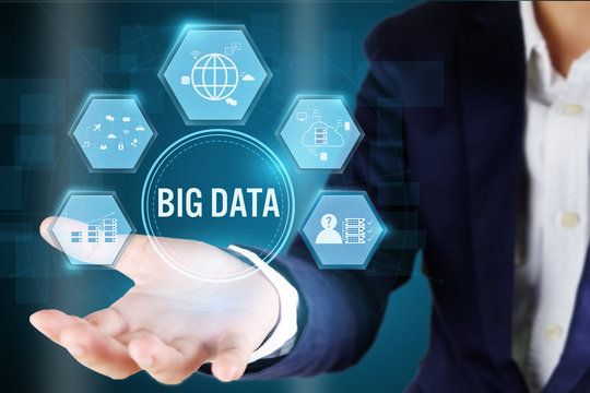 Businessman holding a Big data Symbol.Big data concept..