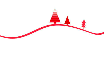 Weihnachtsbäume Welle Band Banner Wald Weihnachten Tannenbaum Rot Hintergrund Leer Freiraum