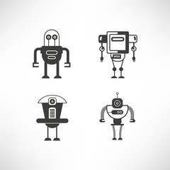 robot character icons set