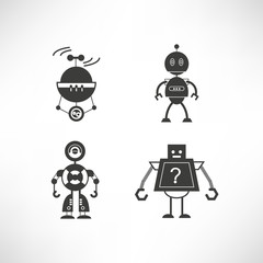 robot character icons set