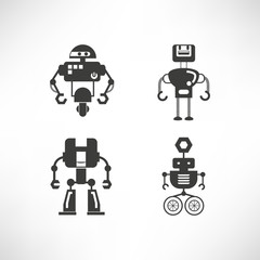 robot character icons set