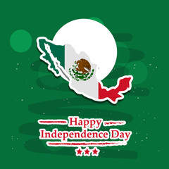 illustration of elements of Mexico Independence Day Background. Mexico map in Mexico flag background with Viva Mexico text on the occasion of Mexico Independence Day 