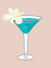 Tropical beach party cocktail illustration