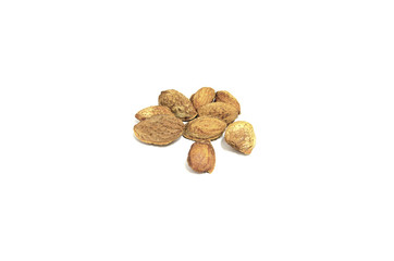 Almonds Salted isolated on white background.