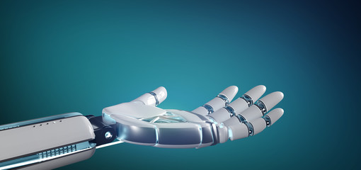 Cyborg robot hand on an uniform  background 3d rendering