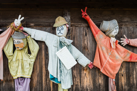 colorful costumes of  scarecrow group