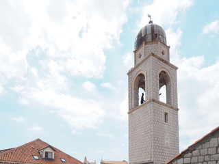 View of a bell tower in Dubrovnik Old Town, Croatia