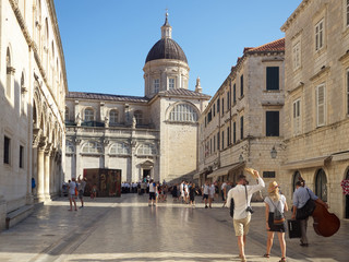 Obraz premium Dubrovnik, Croatia - July 05, 2018: View of Dubrovnik Old Town, Croatia