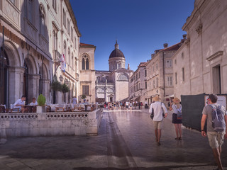 Obraz premium Dubrovnik, Croatia - July 05, 2018: View of Dubrovnik Old Town, Croatia