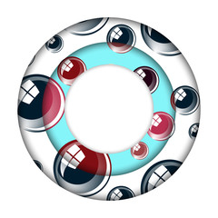 graphic circular frame with bubbles pattern black blue brown