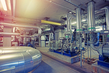 Industrial Steel pipelines, valves, cables and walkways